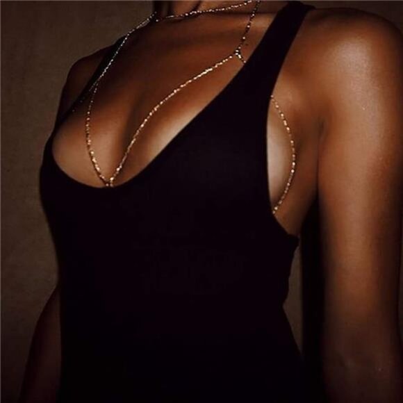 💎 Crystal Rhinestone Body Chain | Silver-Tone Bra Chain Jewelry - Picture 4 of 5